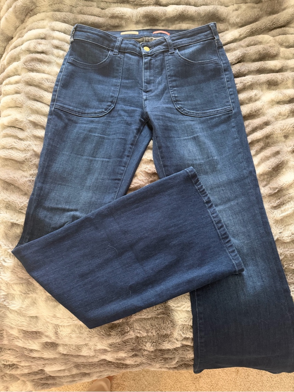Pilcro Dark Blue Wide-Leg Stretch Jeans